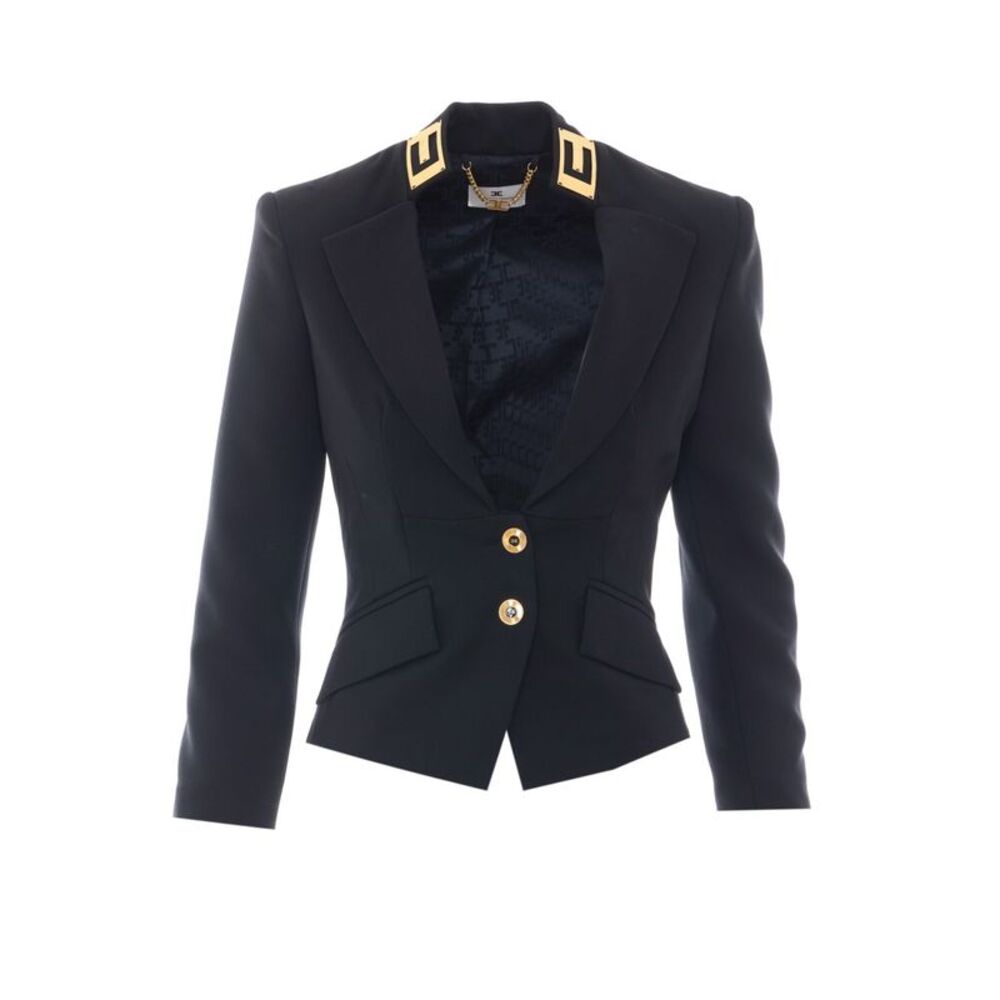 Elisabetta Franchi Women Gabardine Jacket With Jewel Neck